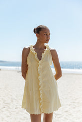 Cassandra Ruffle Mini Dress - Butter Yellow