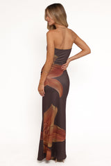 Ginny Strapless Maxi Dress - Brown