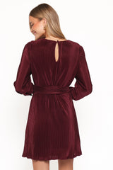 Joy Plisse Mini Dress - Burgundy