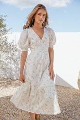 Steele Puff Sleeve Midi Dress - Floral