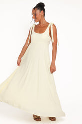 Valara Tie Shoulder Maxi Dress - Butter Yellow