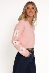 Lantana Flower Sleeve Cardigan - Pink