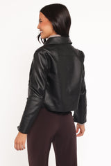 Hope Crop Faux Leather Jacket - Black