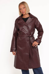 Vita Faux Leather Jacket - Burgundy