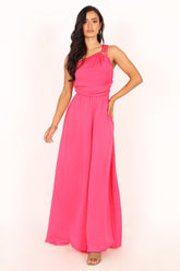 Sunanda One Shoulder Jumpsuit - Fuchsia