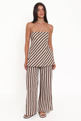 Kim Pant Set - Brown Stripe