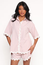 Wilson Short Set - Peach Stripe White