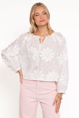 Leire Embroidered Blouse - White