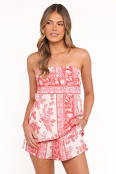 Rosemarie Strapless Top - Rose Tile