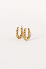 Beth Twist Hoop Earrings - Gold