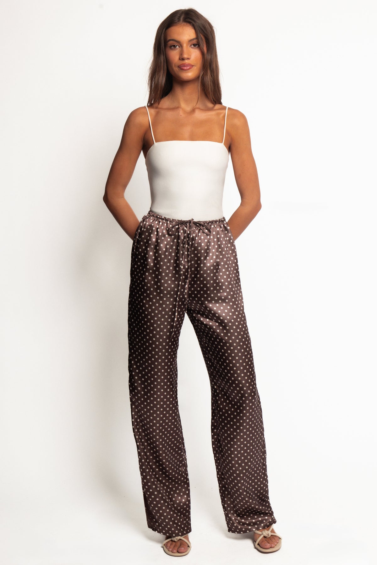 Alima Pants - Brown Polka Dot