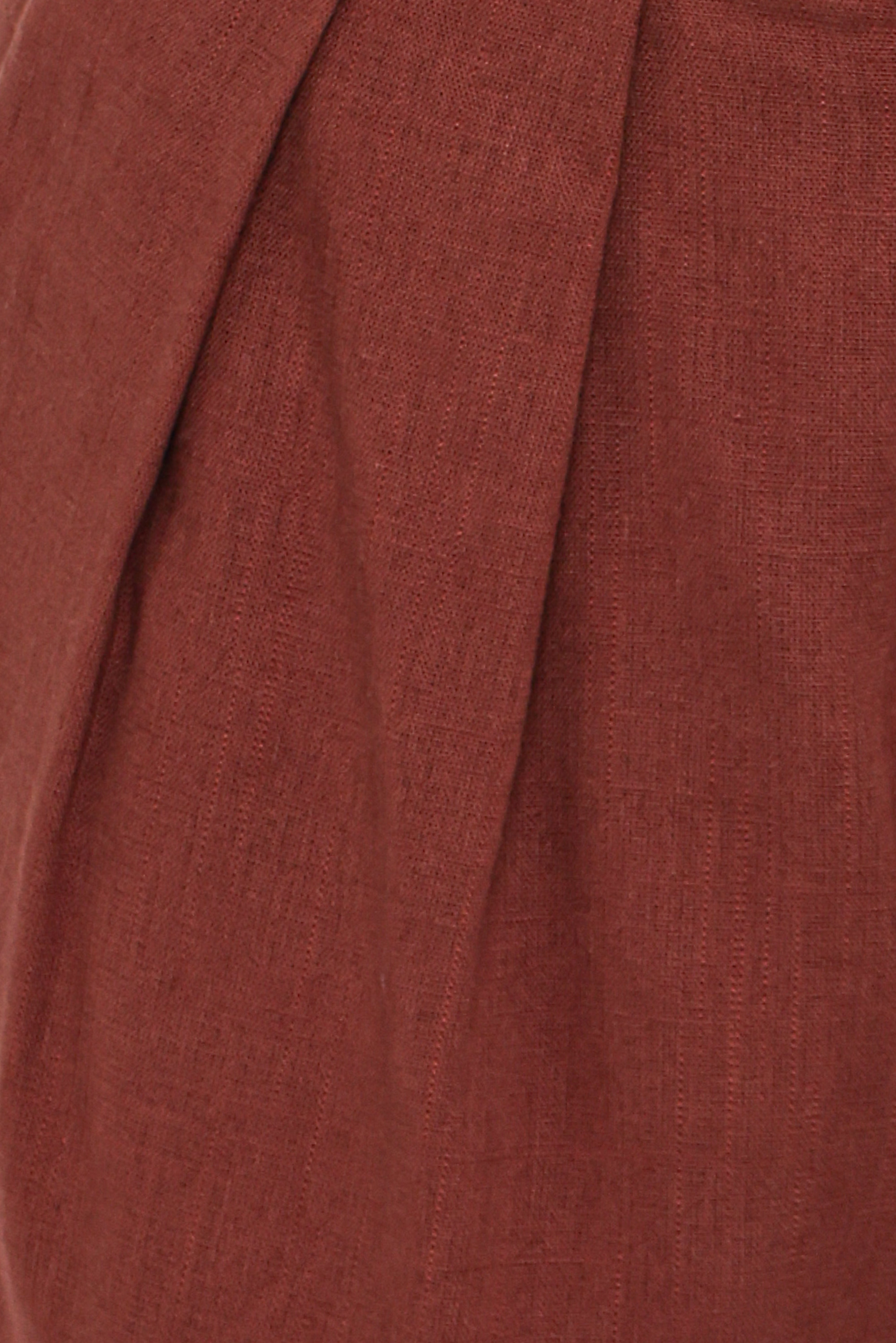 Elinor Cuffed Linen Short - Brown