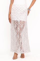 Yonder Sheer Panel Lace Maxi Skirt - White