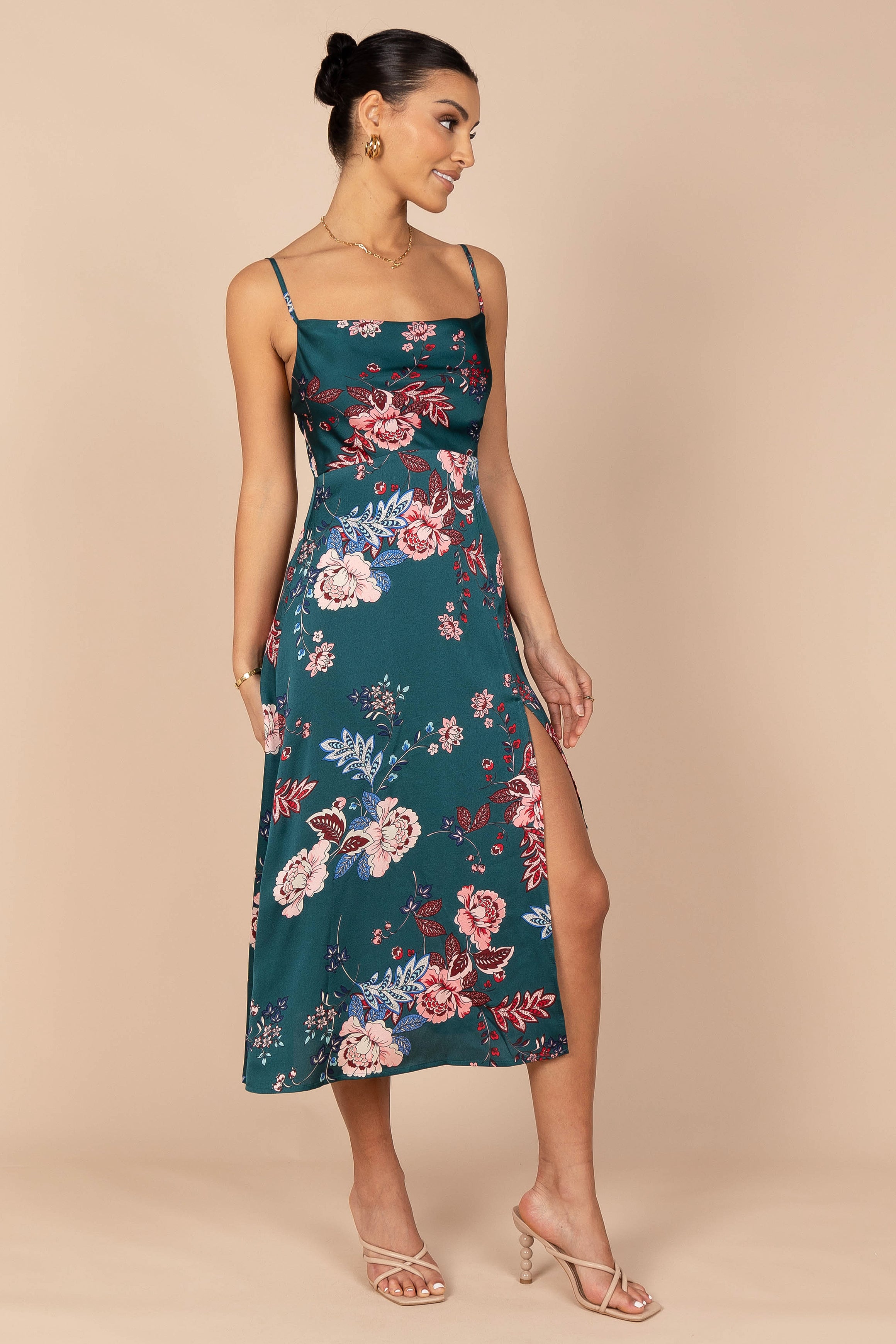 Alejandra Cowl Neck Midi Dress - Emerald