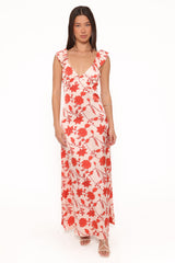Enala Maxi Dress - Red Floral