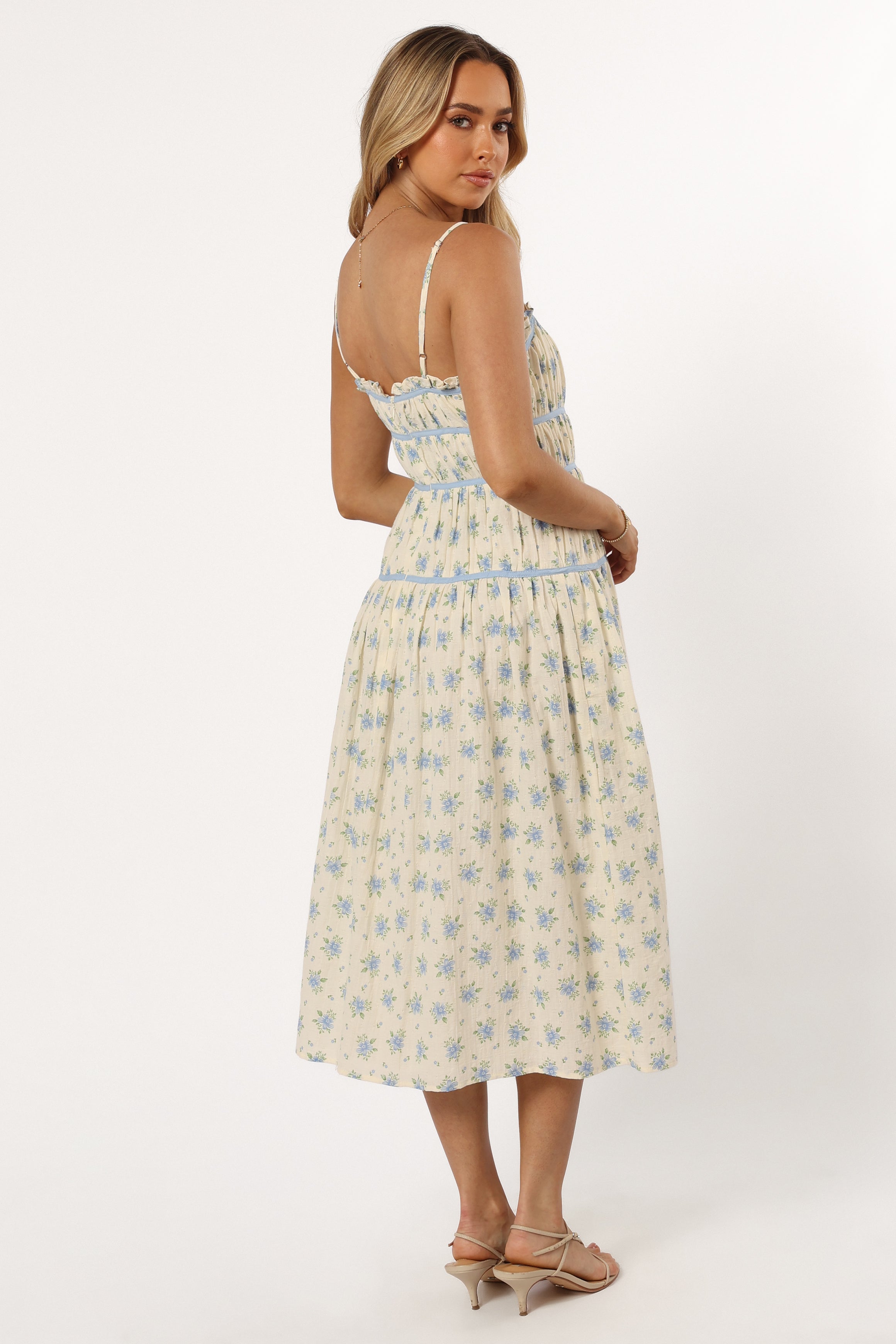 Felicity Midi Dress - Ivory Blue