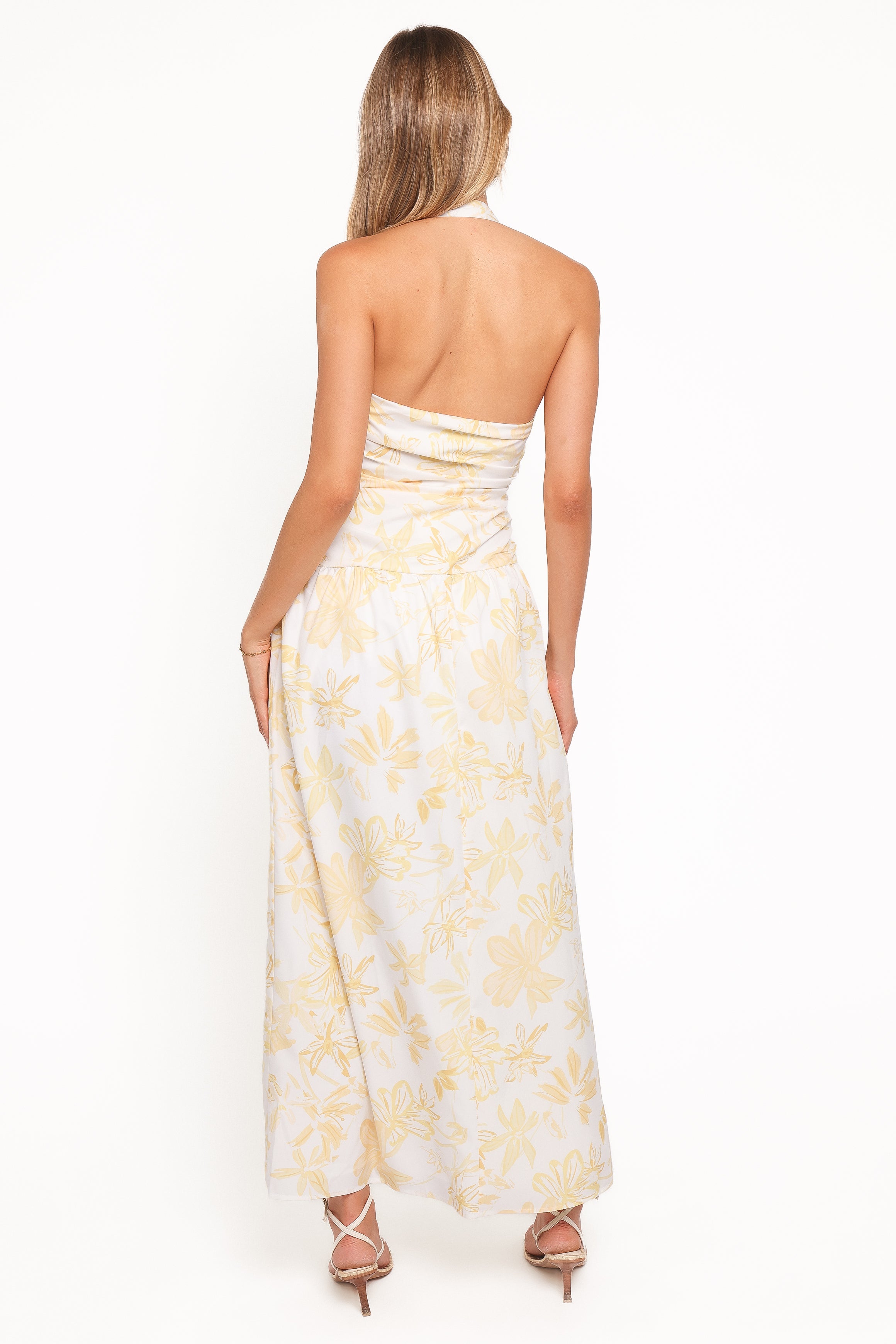 Jemma Halter Maxi Dress - Yellow Floral
