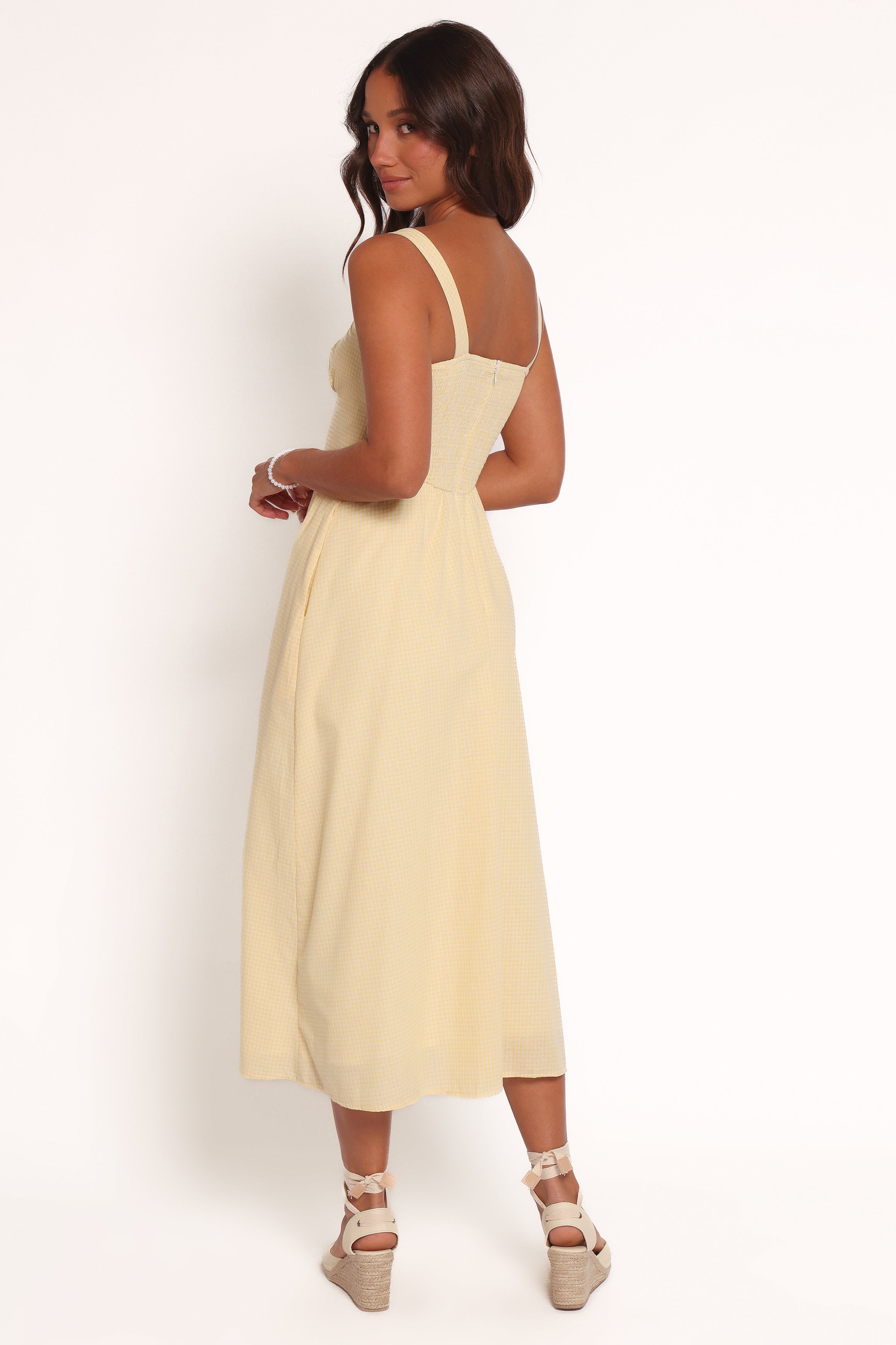 Kinslee Midi Dress - Yellow Gingham