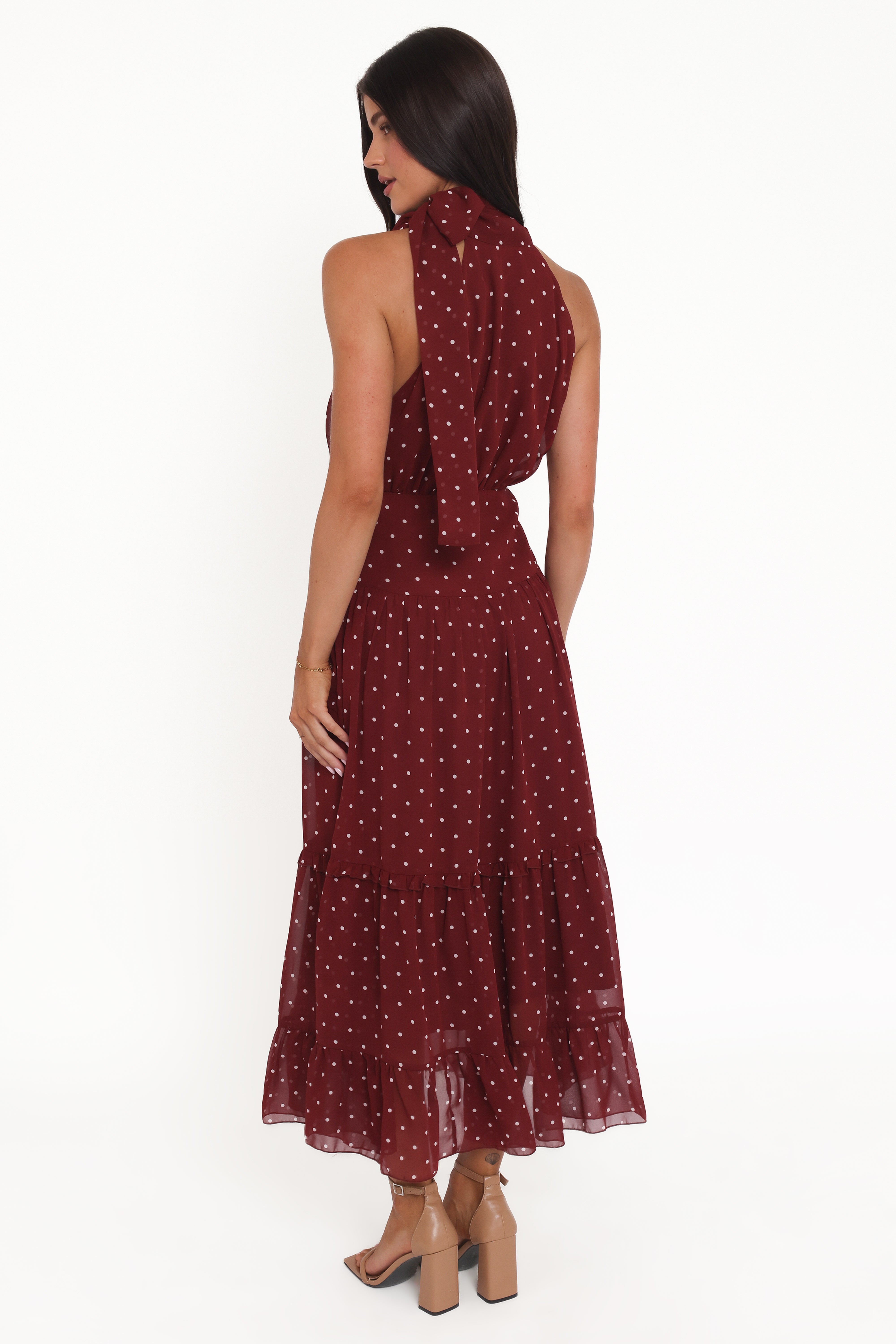 Leona Halterneck Maxi Dress - Red Polka Dot