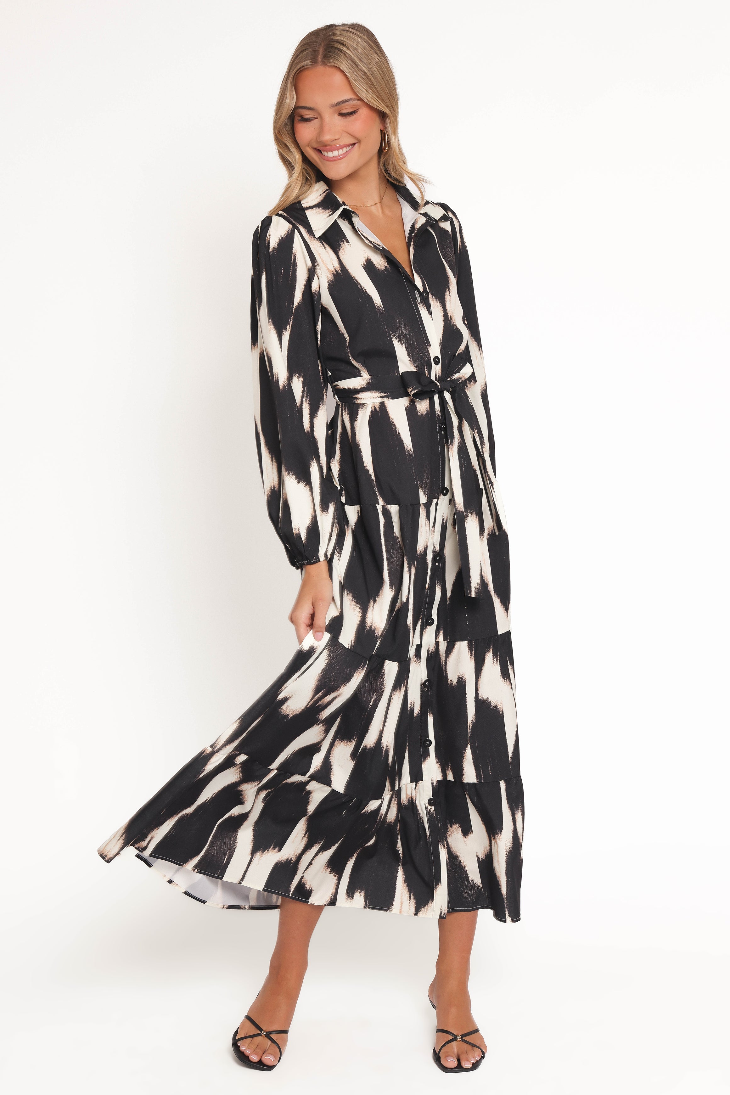 Lincoln Long Sleeve Maxi Dress - Black Print