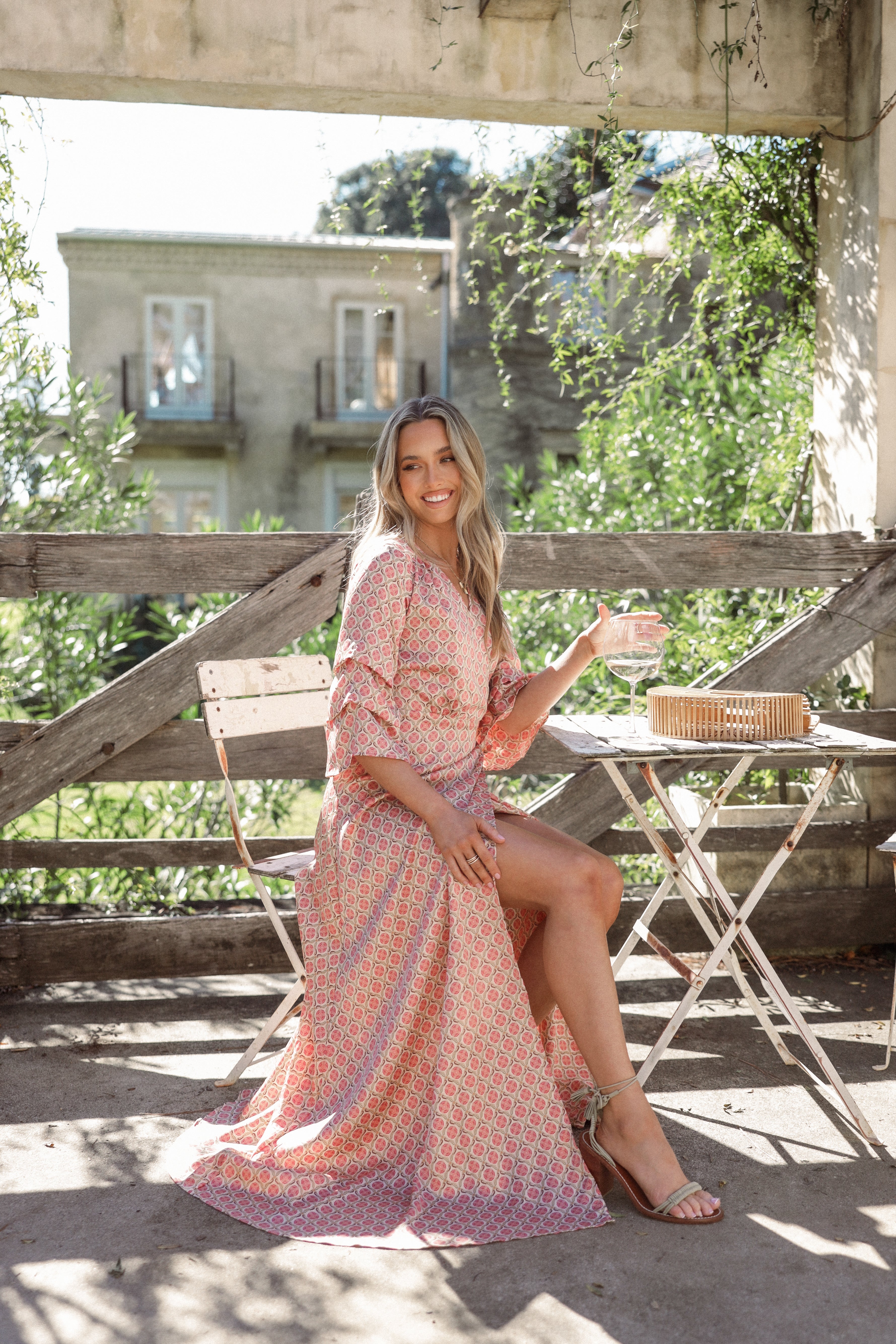 Margot Wrap Maxi Dress - Orange Print