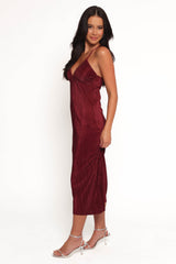 Safi Plisse Maxi Dress - Wine
