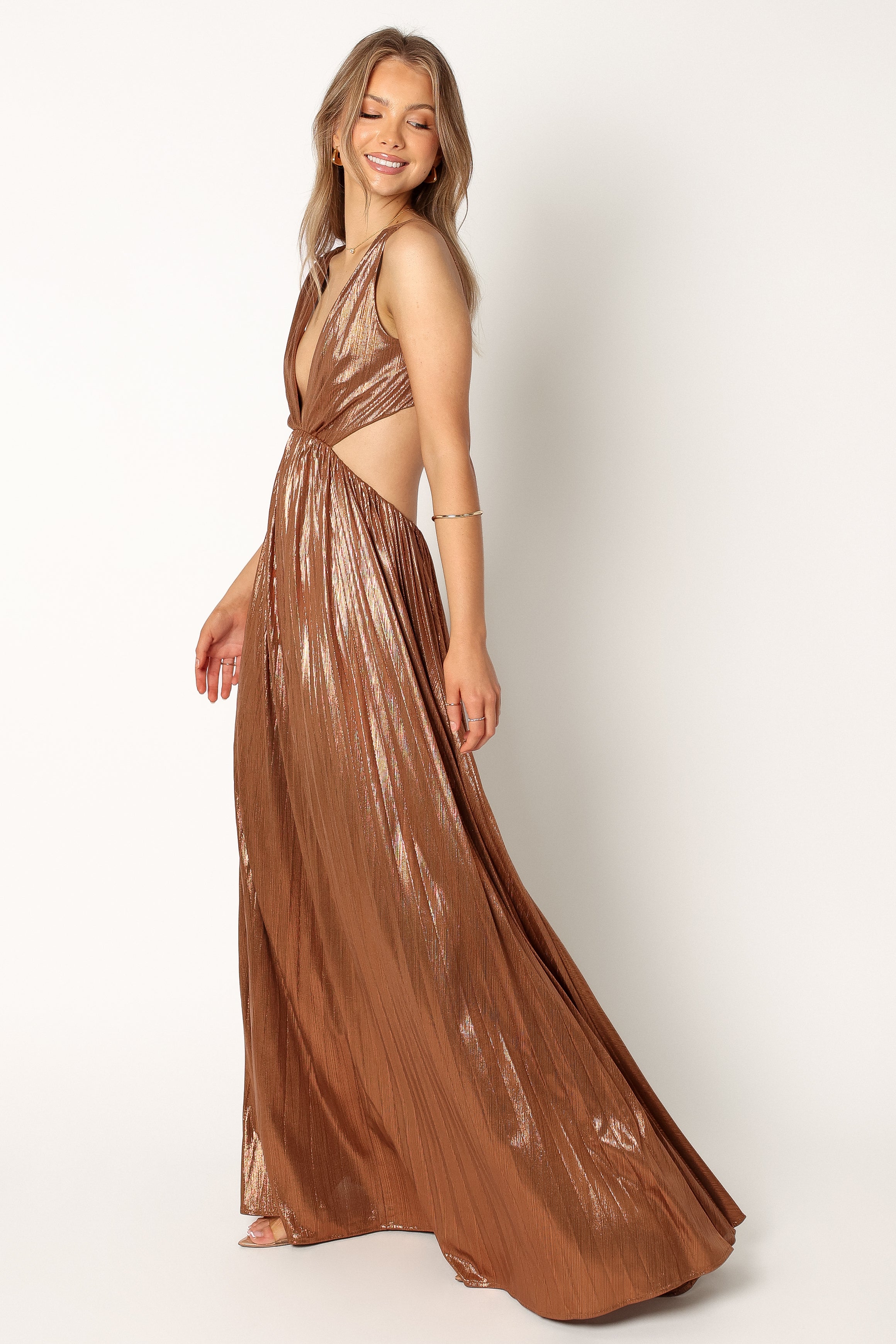 Shania Pleated Maxi Dress - Bronze