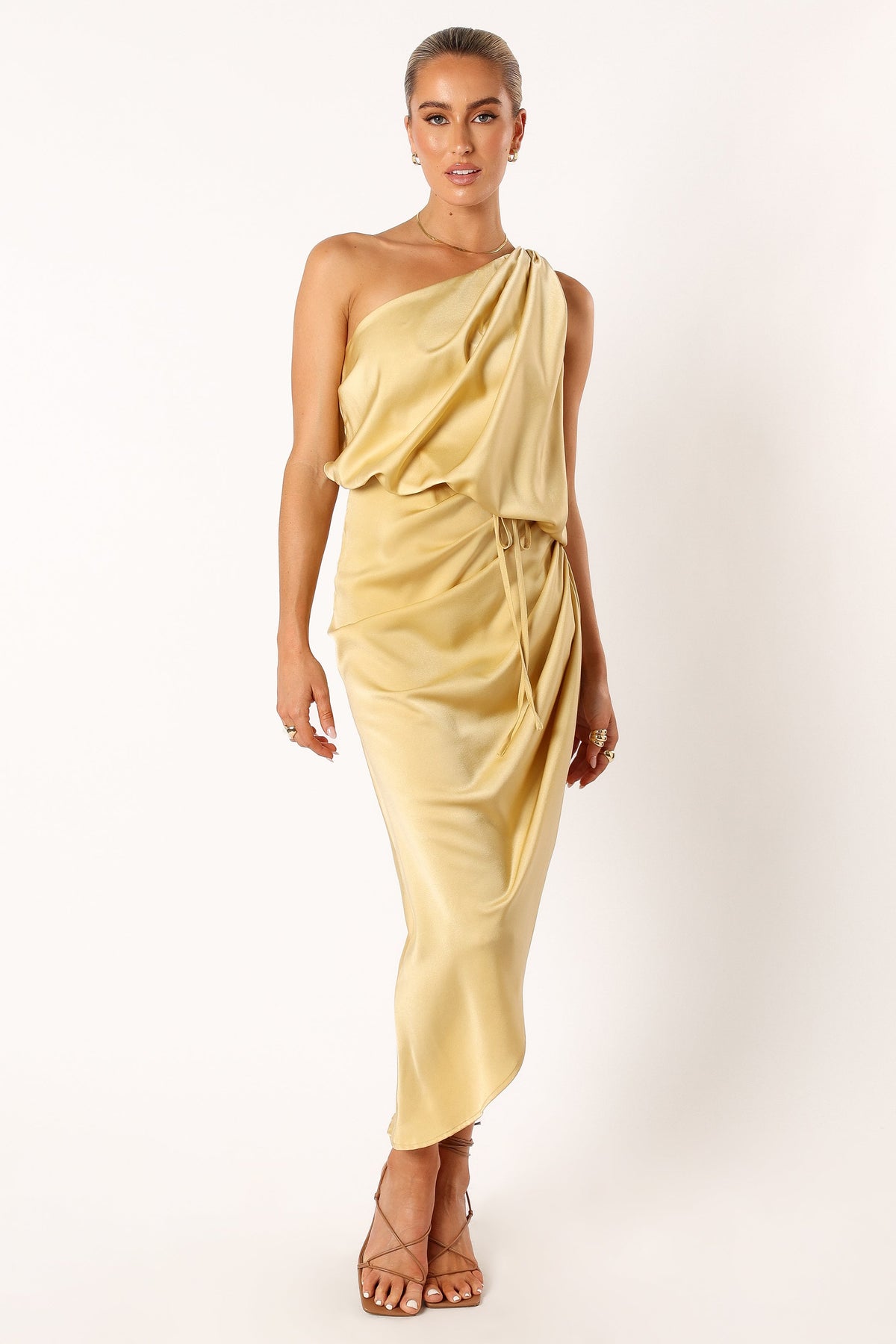 Sonny One Shoulder Midi Dress - Mustard