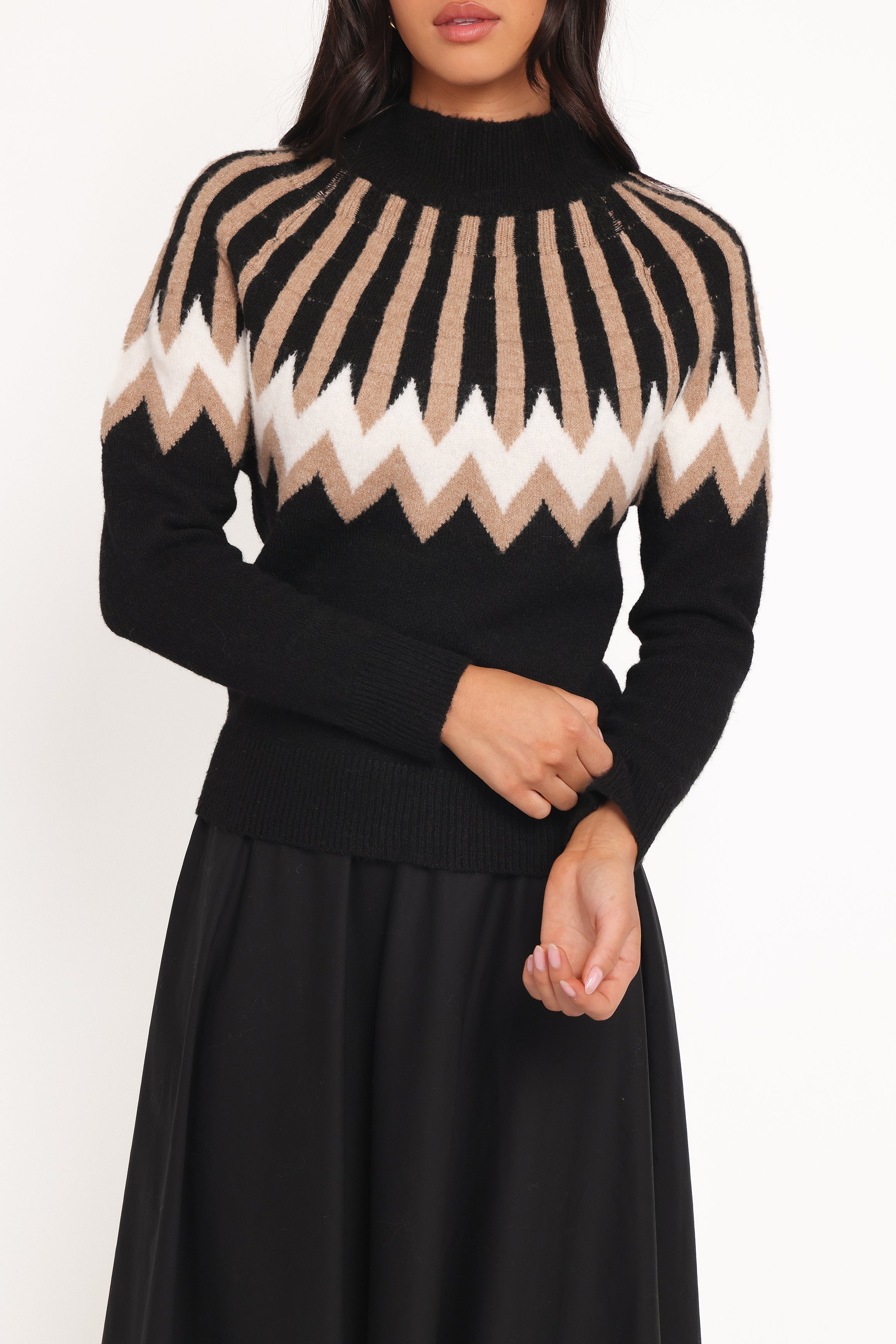Donner Fairisle Mockneck Sweater - Black