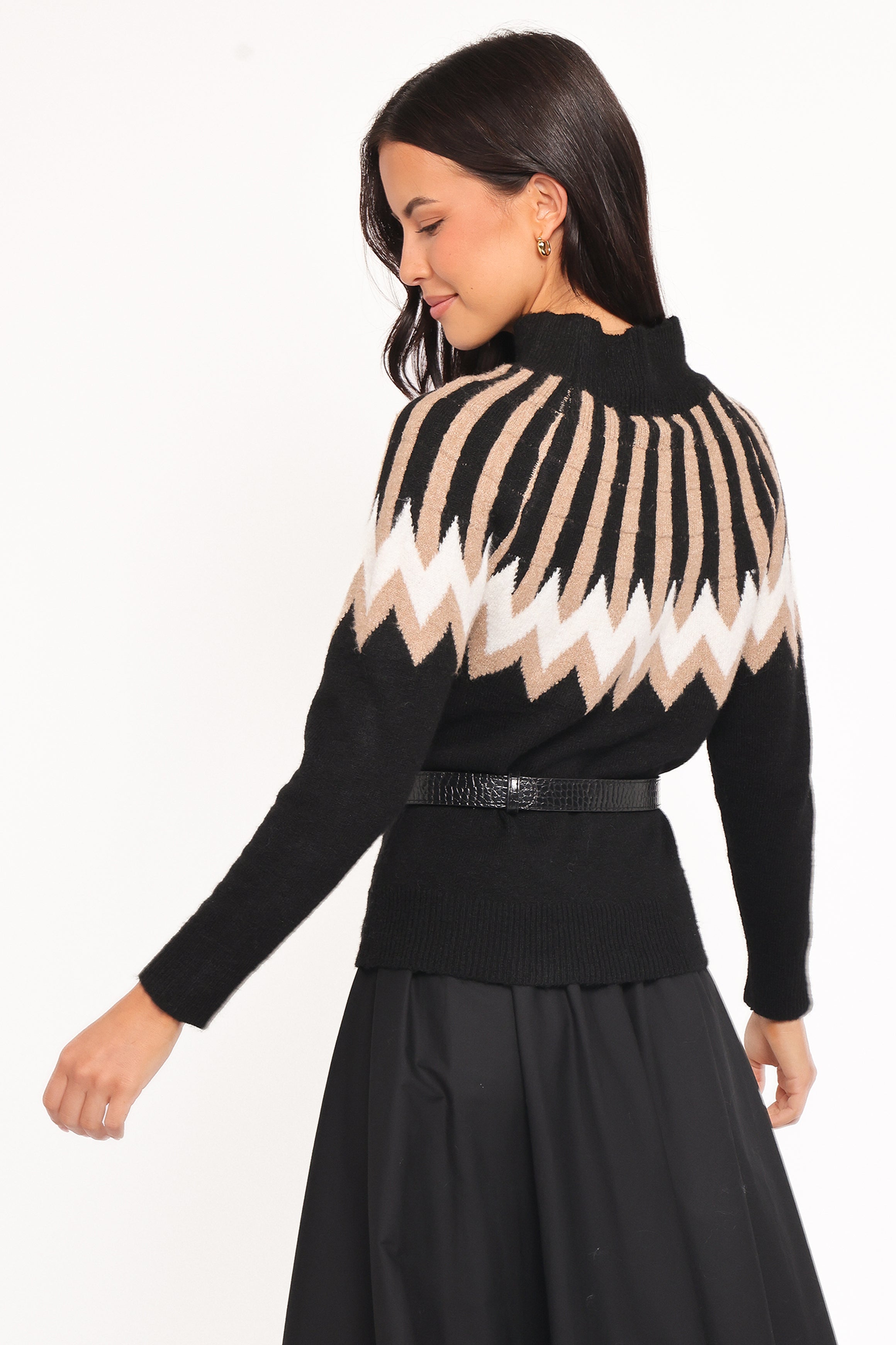 Donner Fairisle Mockneck Sweater - Black