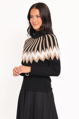 Donner Fairisle Mockneck Sweater - Black