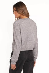 Fauna Tonal Floral Cardigan - Heather Grey