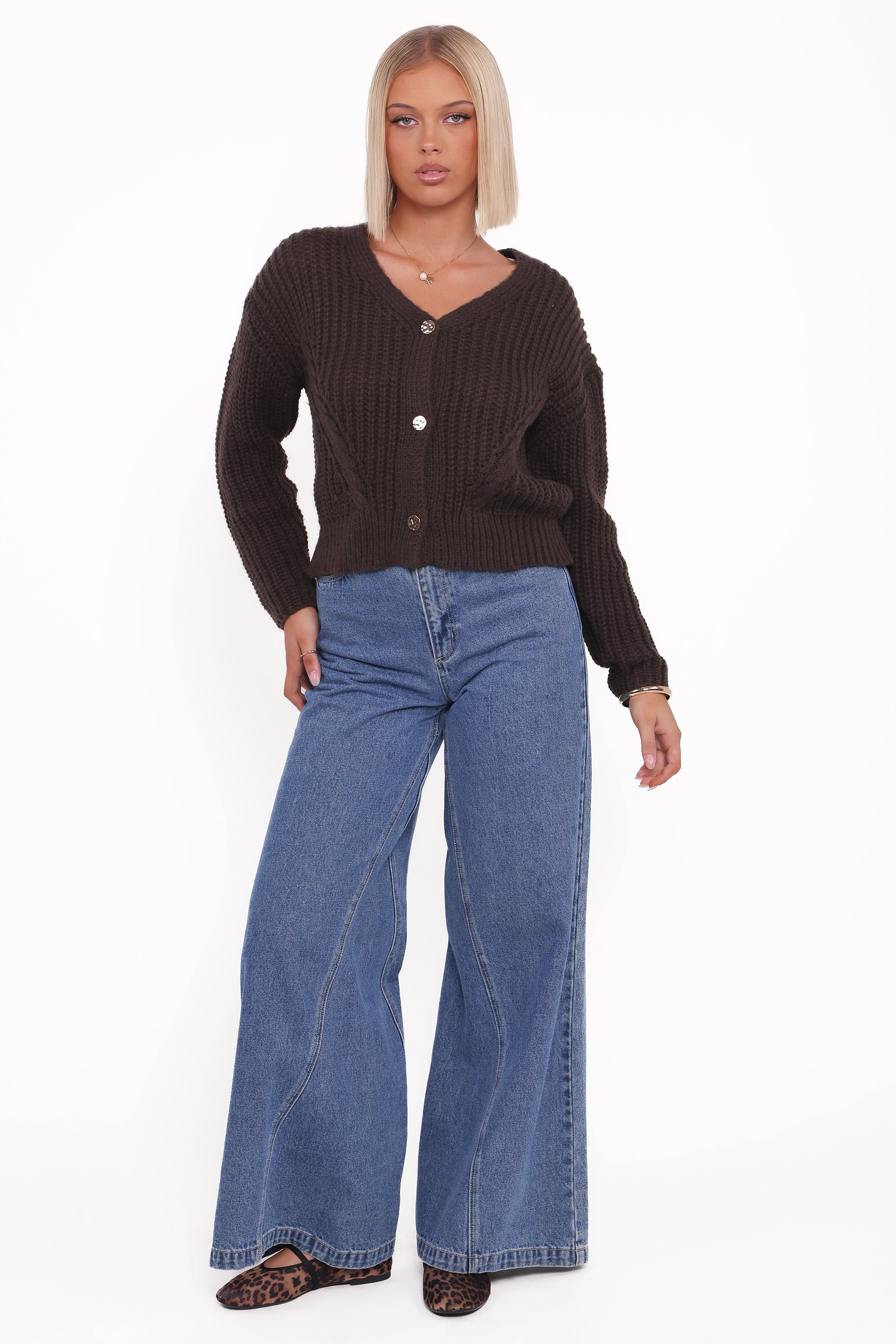 Henderson Thick Knit Cardigan - Brown