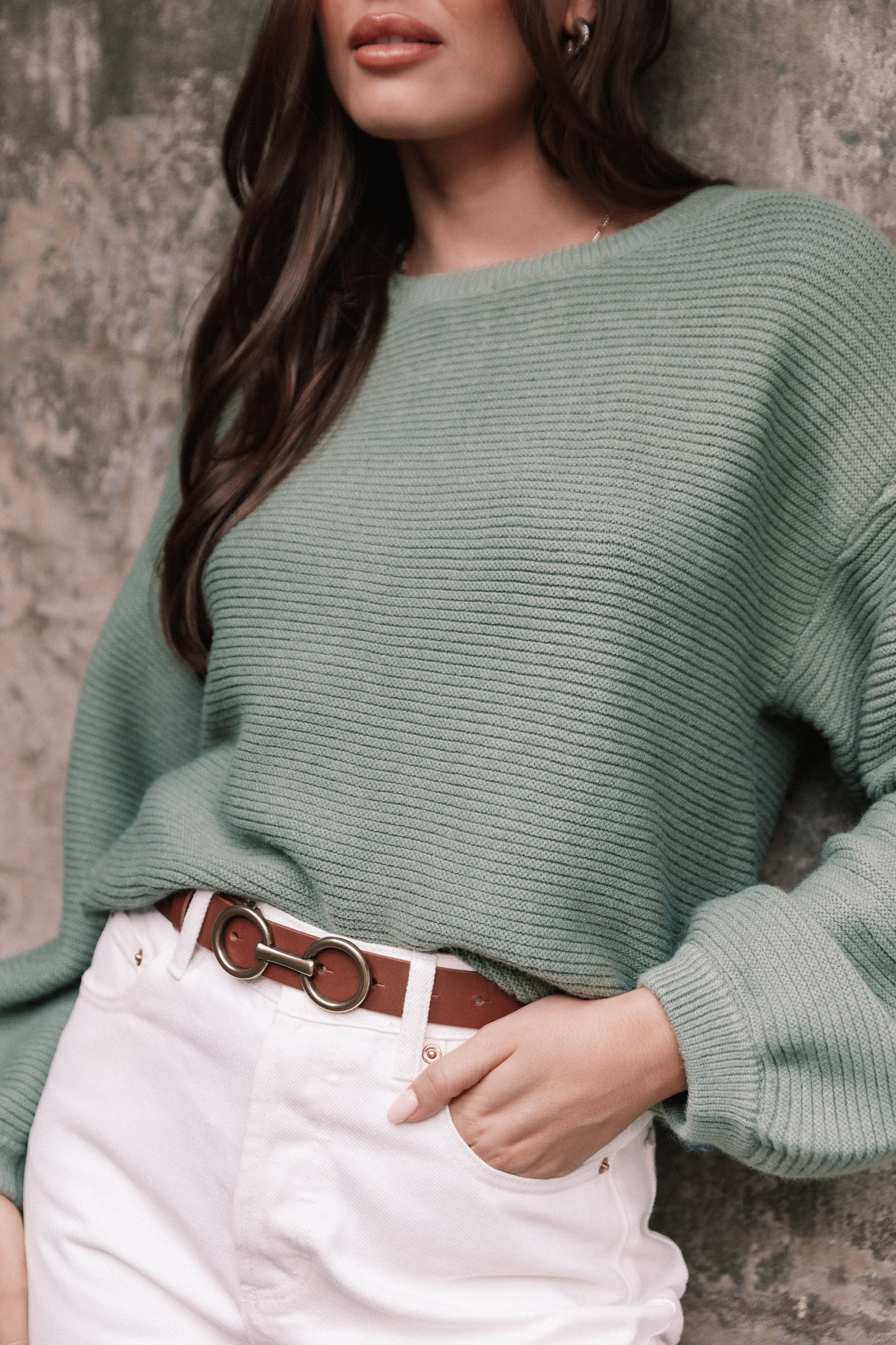 Lakelyn Textured Knit Sweater - Khaki