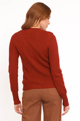 Quay Button Front Cardigan - Red