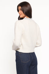 Silvie Lace Front Tie Cardigan - Cream