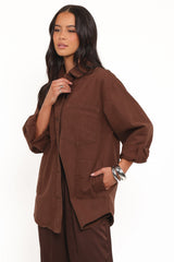 Toto Denim Shacket - Chocolate Brown