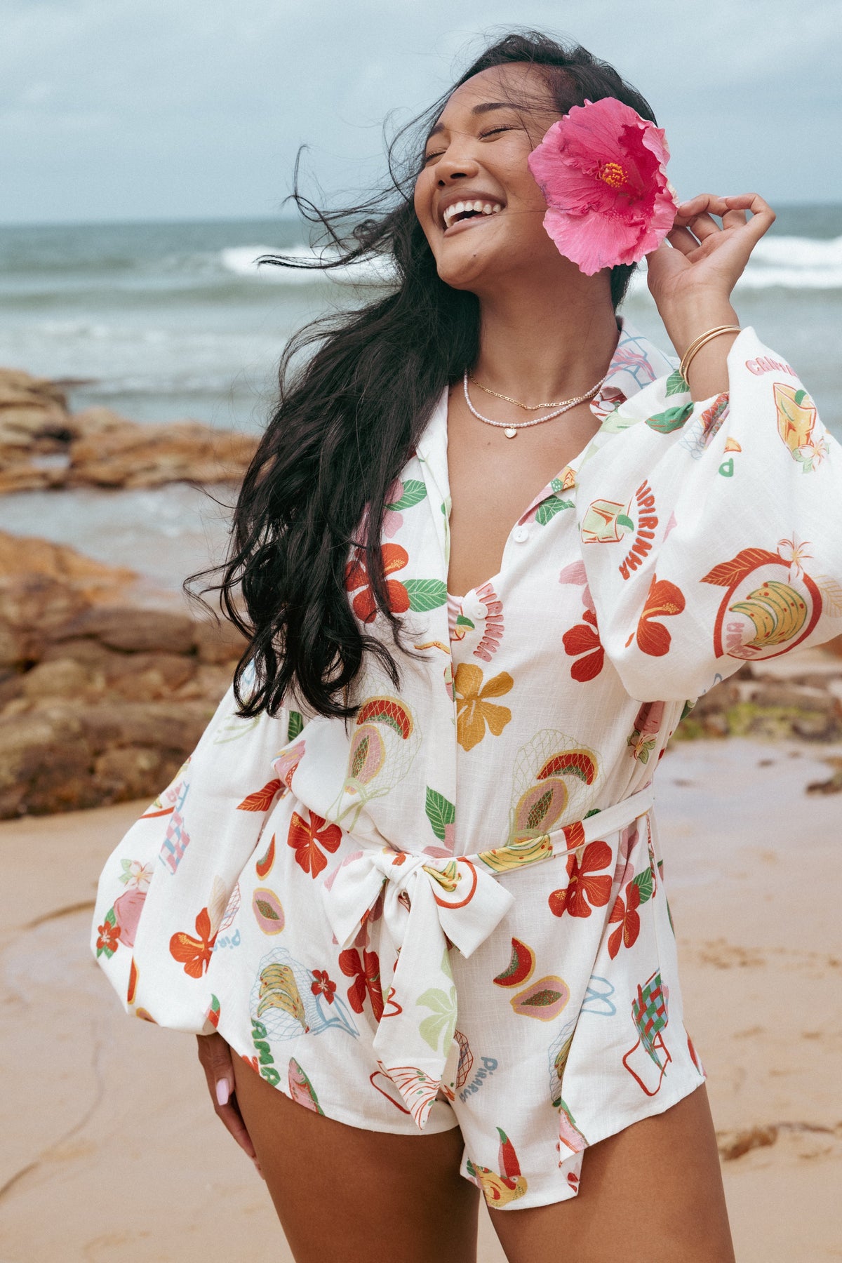 Jillia Long Sleeve Romper - Alfresco