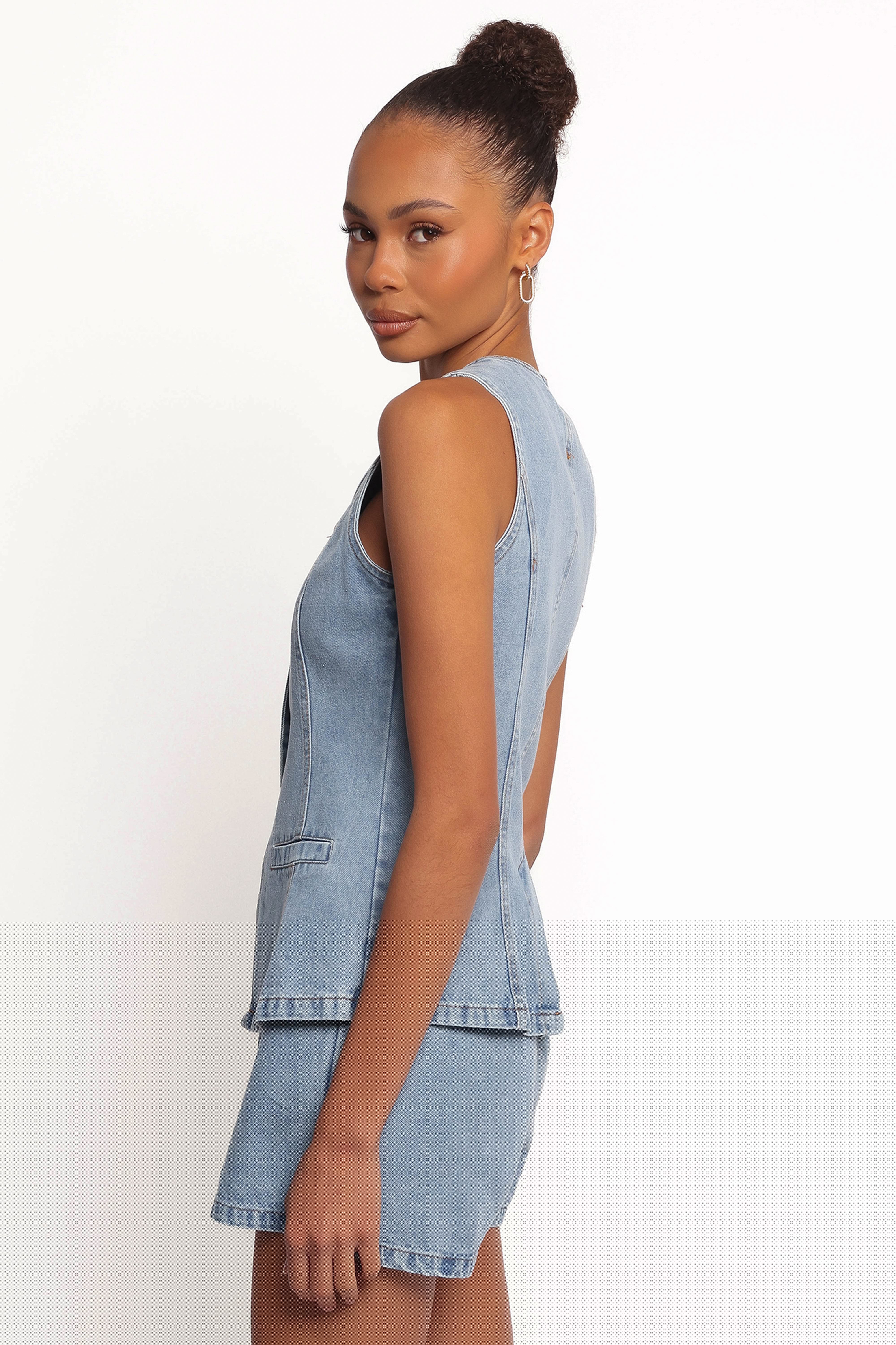 Almana Denim Short Set - Medium Blue