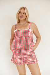 Isidore Gingham Short Set - Red