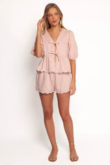 Zarie Scalloped Short Set - Light Pink
