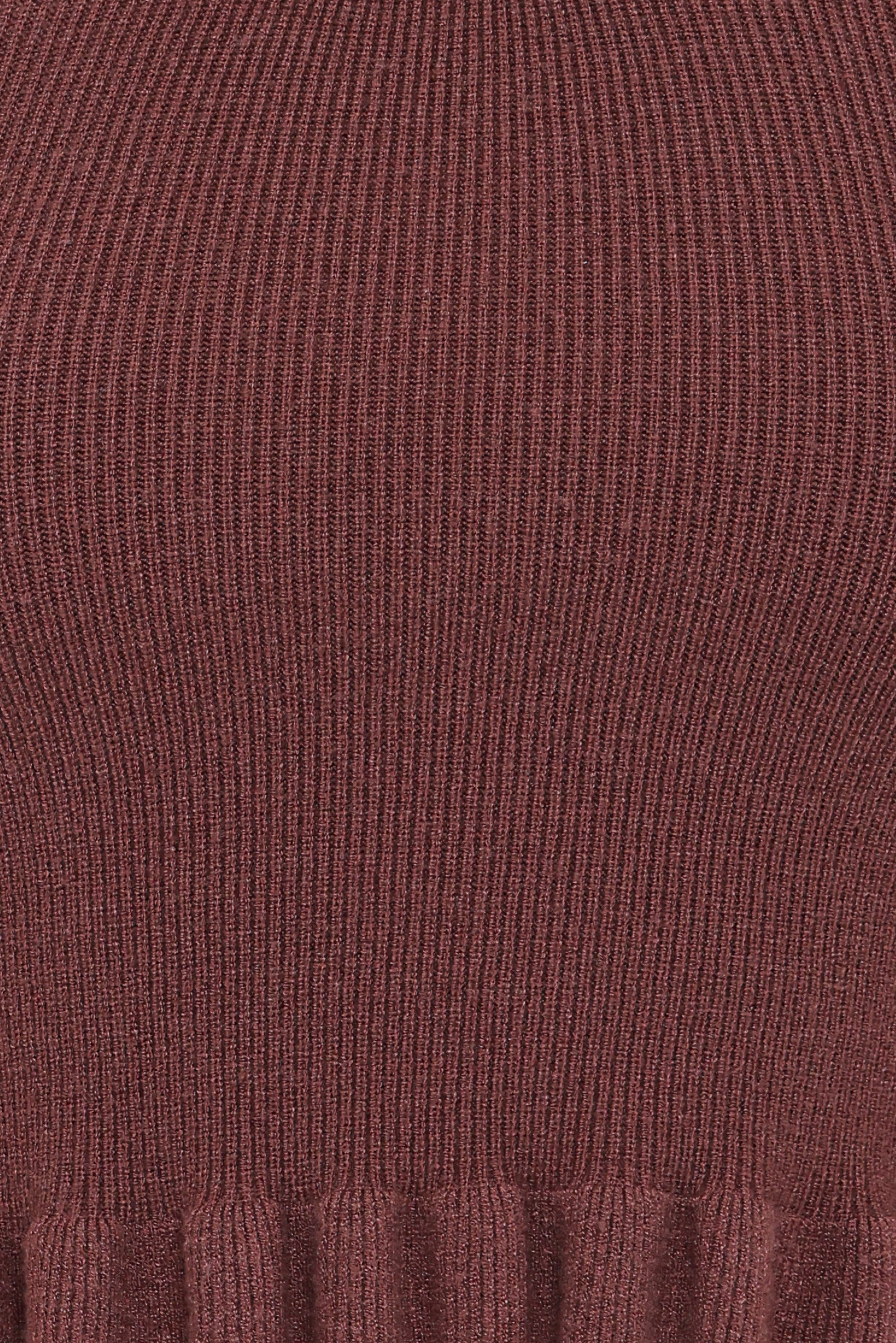 Berenice Ruffle Hem Knitted Top - Brown