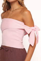 Charama Off Shoulder Knit Top - Pink