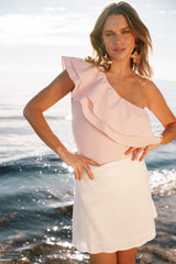 Kate One Shoulder Top - Petal Pink