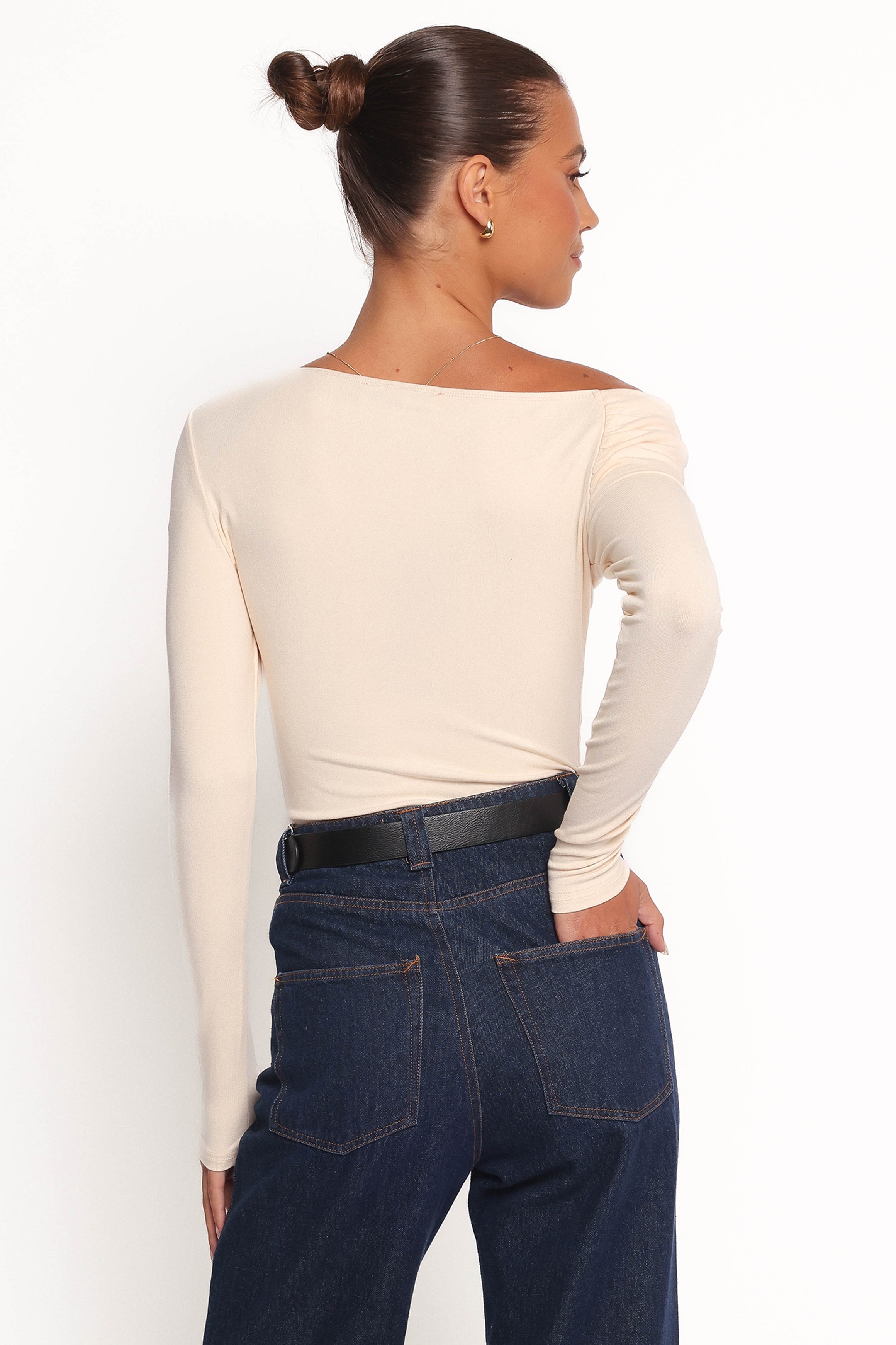 Liah Off Shoulder Knit Top - Cream