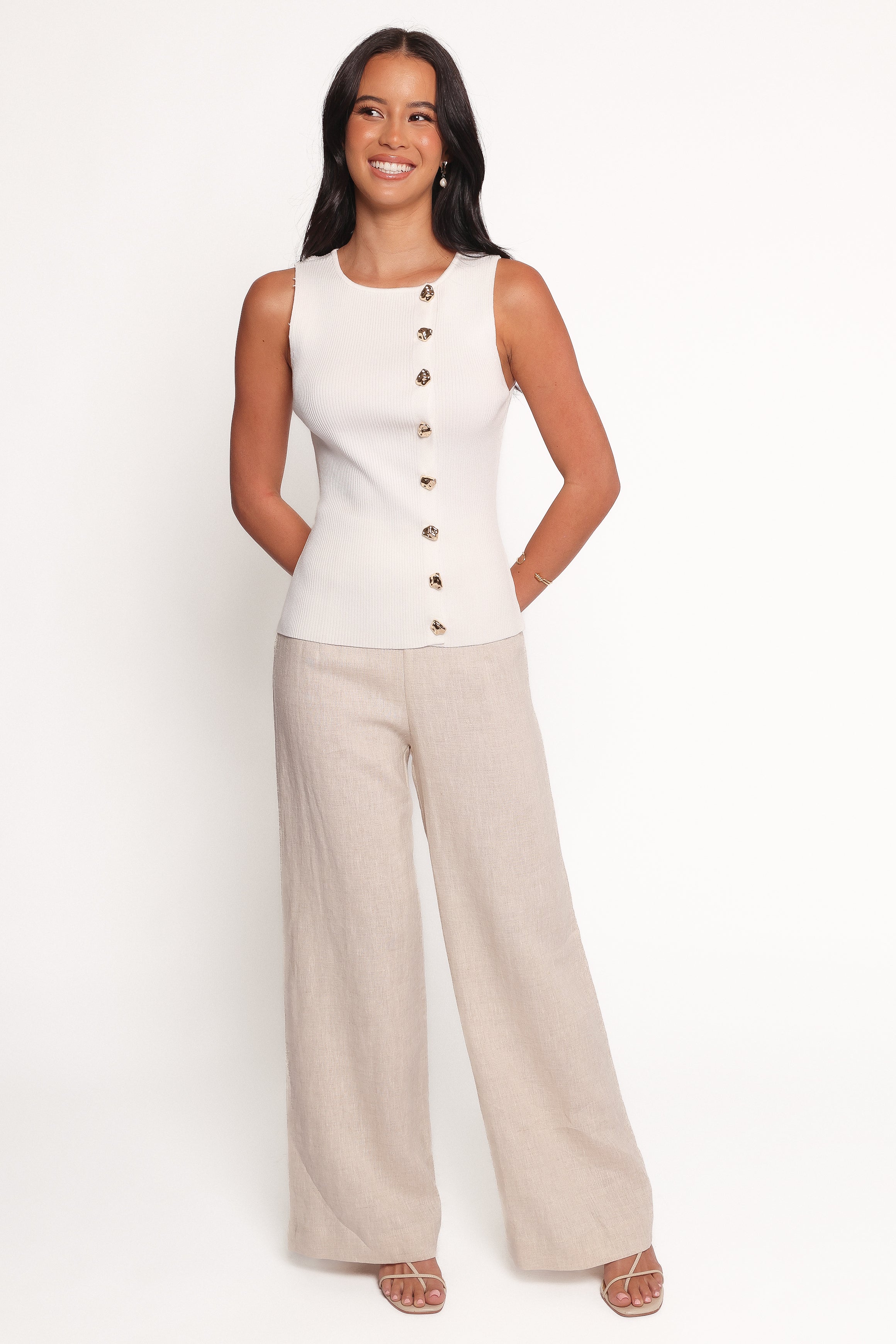 Lysa Knit Vest Top - White