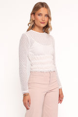 Riven Shirred Top - White