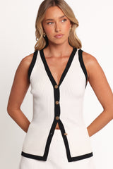 Virginia Knit Vest Top - White Black